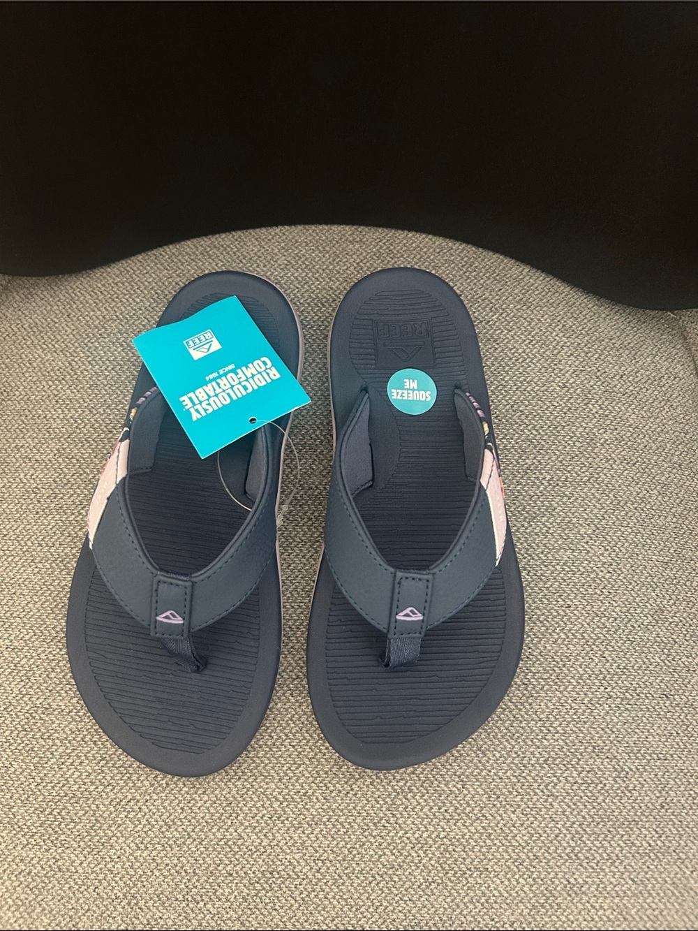 Reef Kids Navy and Pink Cushioned Sandals